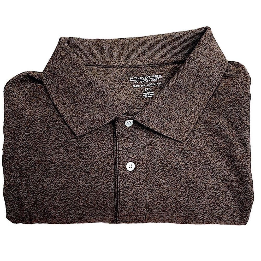 Roundtree & Yorke Silky Finish Long Sleeve Polo 3XB Brown Cotton Big & Tall